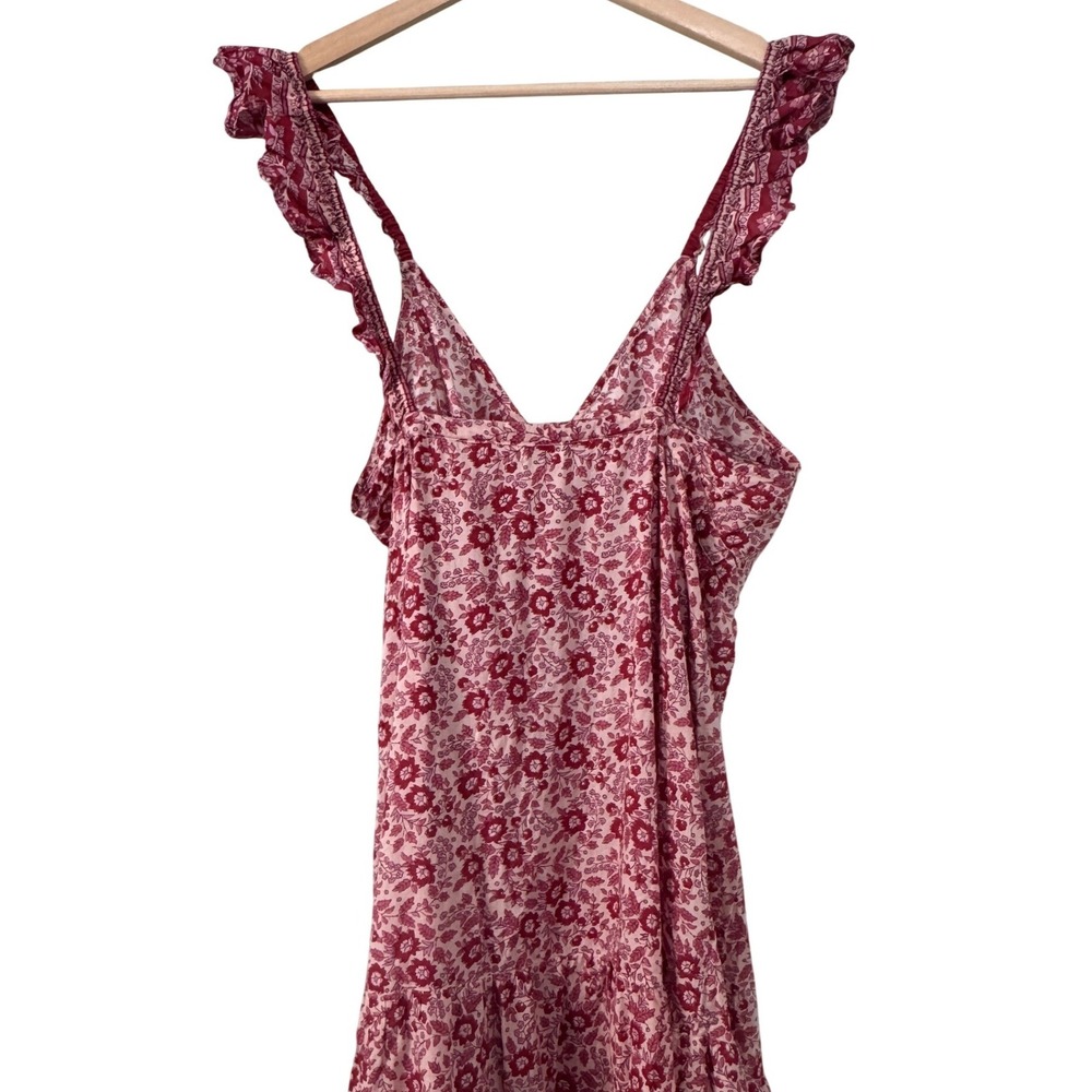 Faherty Hyland Maxi Dress Sun Up Block Print Pink Red Elevated Boho Size M - Picture 7 of 12